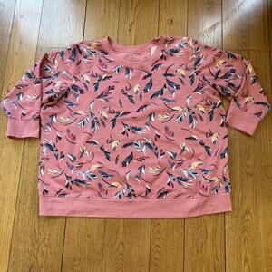 Woman Within Sweatshirt Pullover SZ 3X Salmon Pink Feather Fall Cozy Whimsy